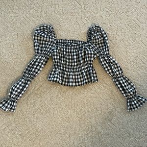 Gingham Puff Sleeve Top